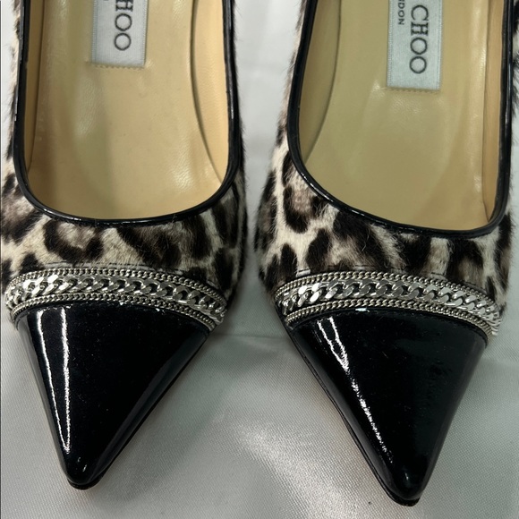 Jimmy Choo Leopard Print Heels with Black Accents - Picture 9 of 12